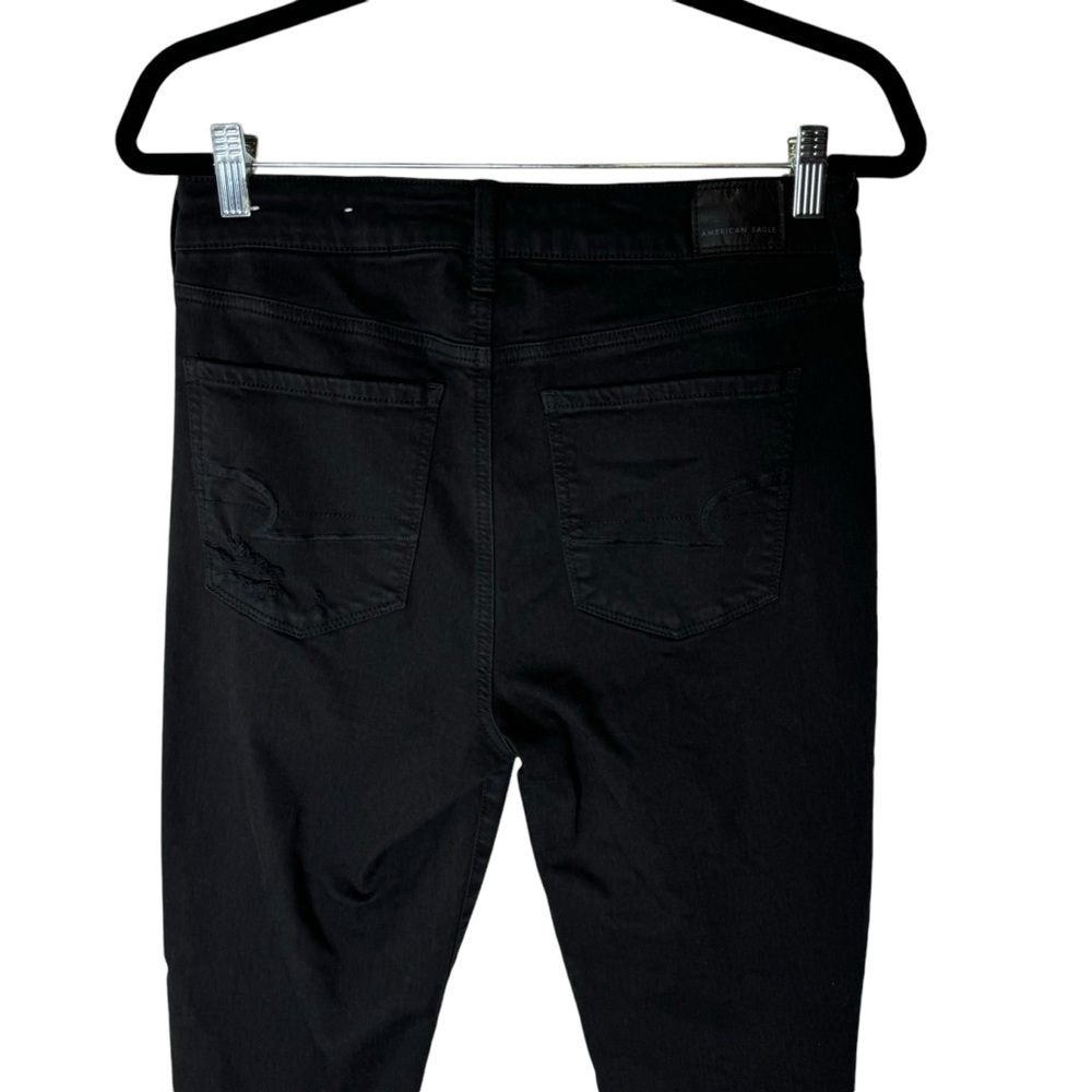 American Eagle Hi Rise Jegging Crop Distressed Black 10 - Picture 6 of 12